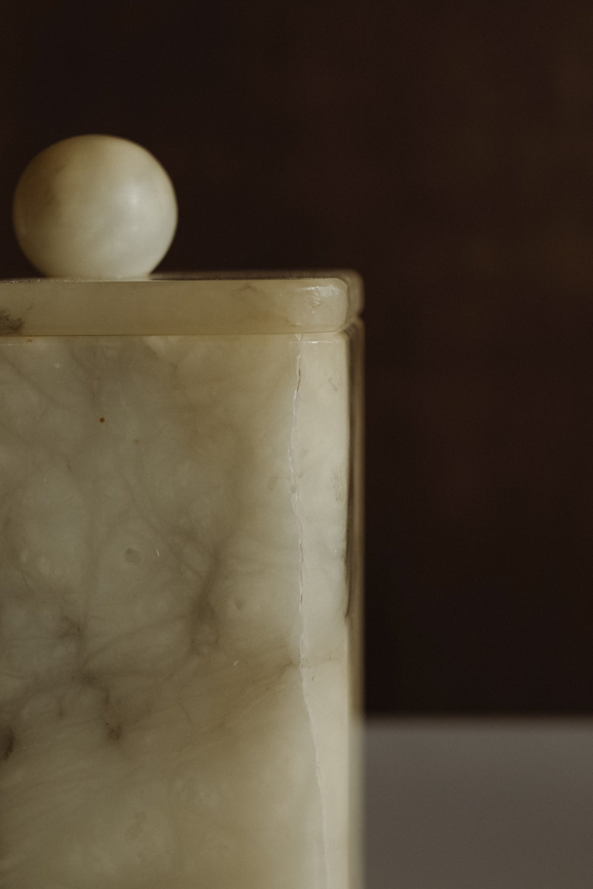 Vintage Onyx Jar — close-up of onyx texture and lid