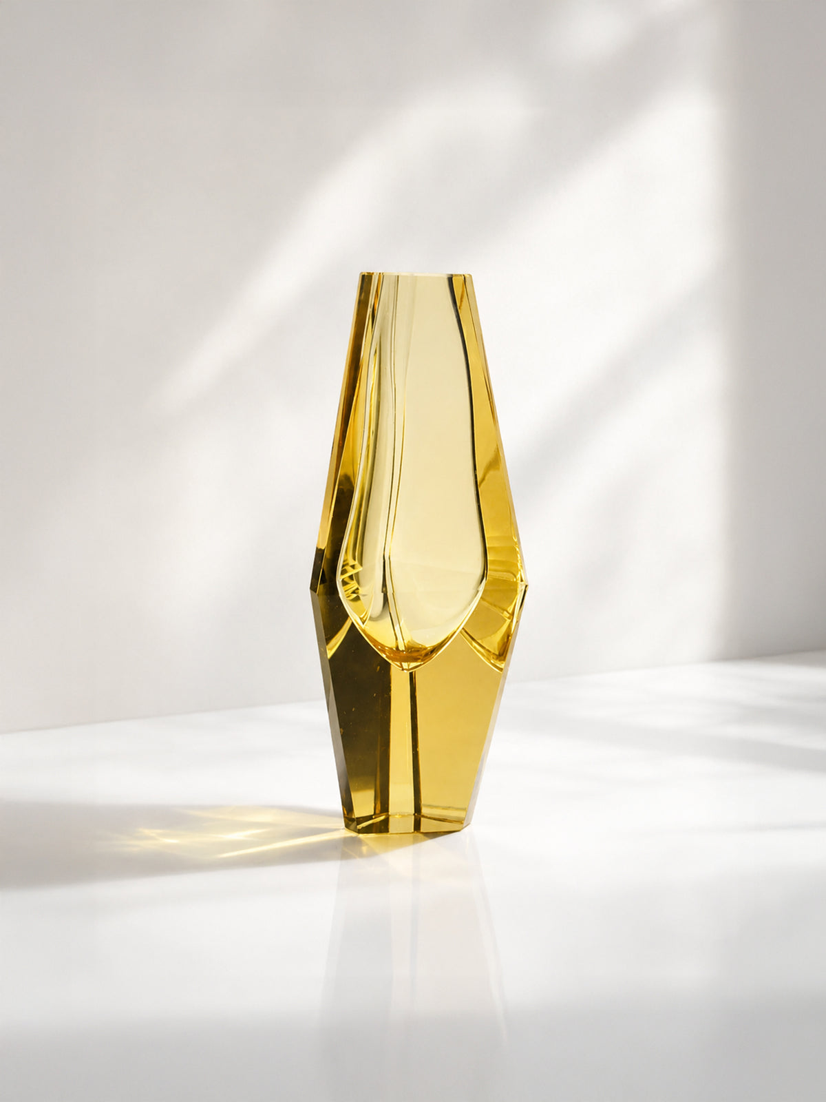 Sculptural Prismatic Citrine Murano Glass Vase - 1970s by Dodo Vintage | The Oblist