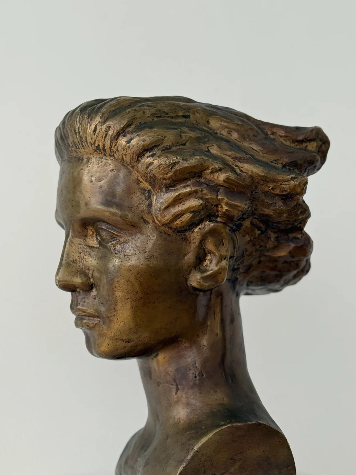 Bronze Sculpture by Sigge Berggren — side profile with textured surface