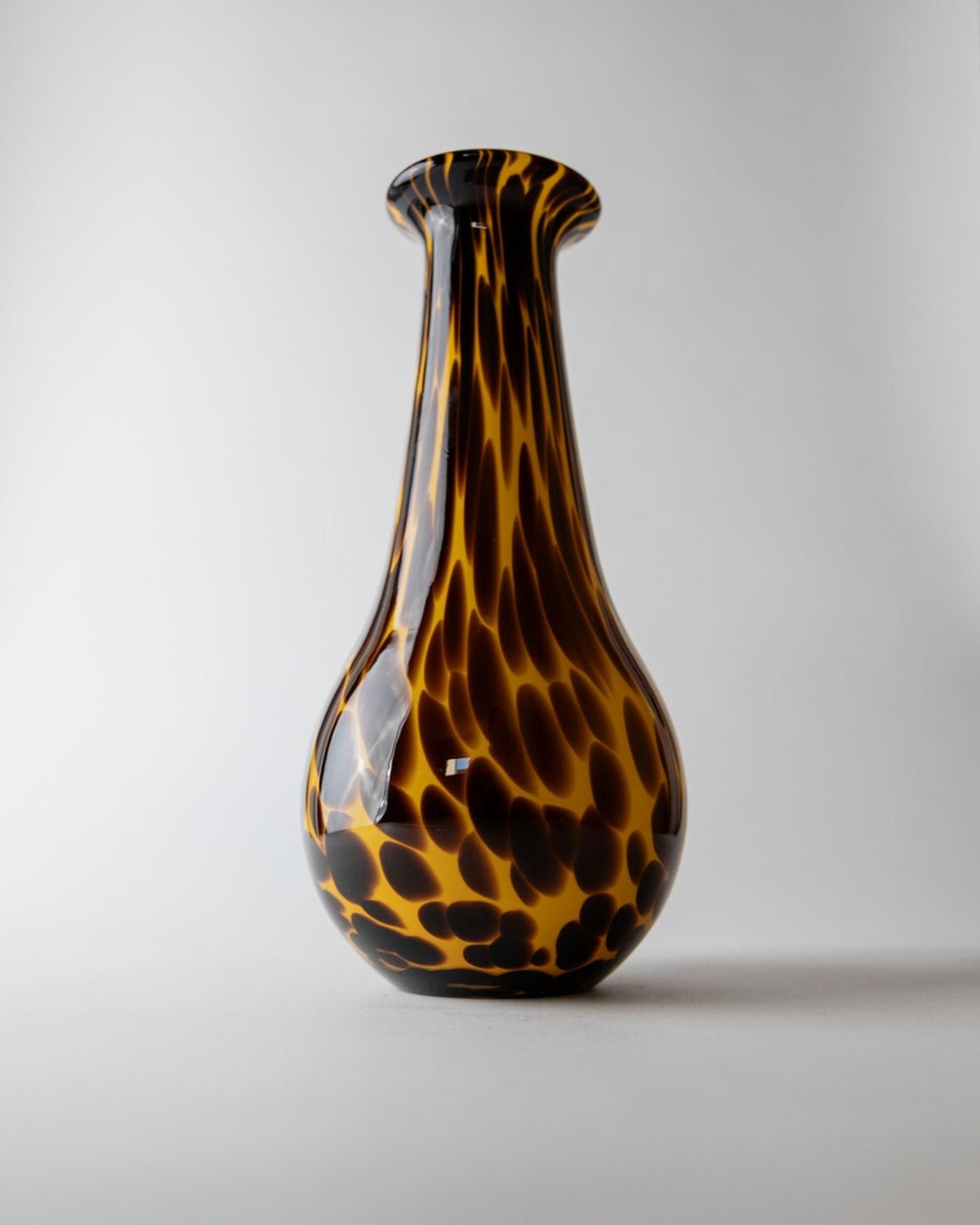Vintage 1990s Murano Glass Vase, Yellow Art Glass with Brown Dots, Postmodern Italian Design, Sculptural Flower Vase, Elegant Gift Idea — additional view