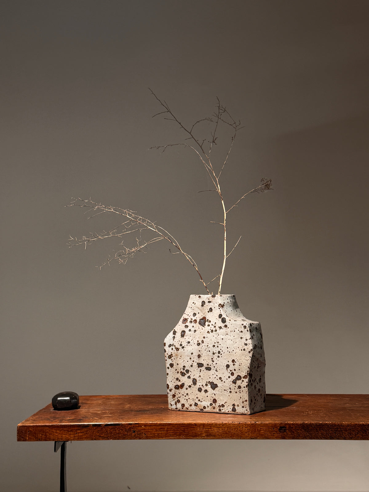 Geometric stoneware vase with pyrite glaze, France, circa 1960. by Figuresdesign | The Oblist
