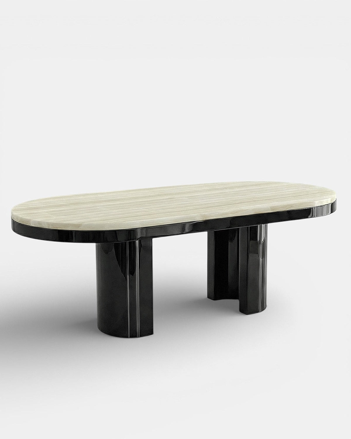 Gio Black And Ivory Onyx Dining Table — detail view