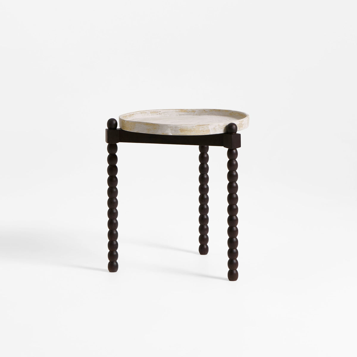 Bolha Tray Table — back view highlighting dark wooden legs