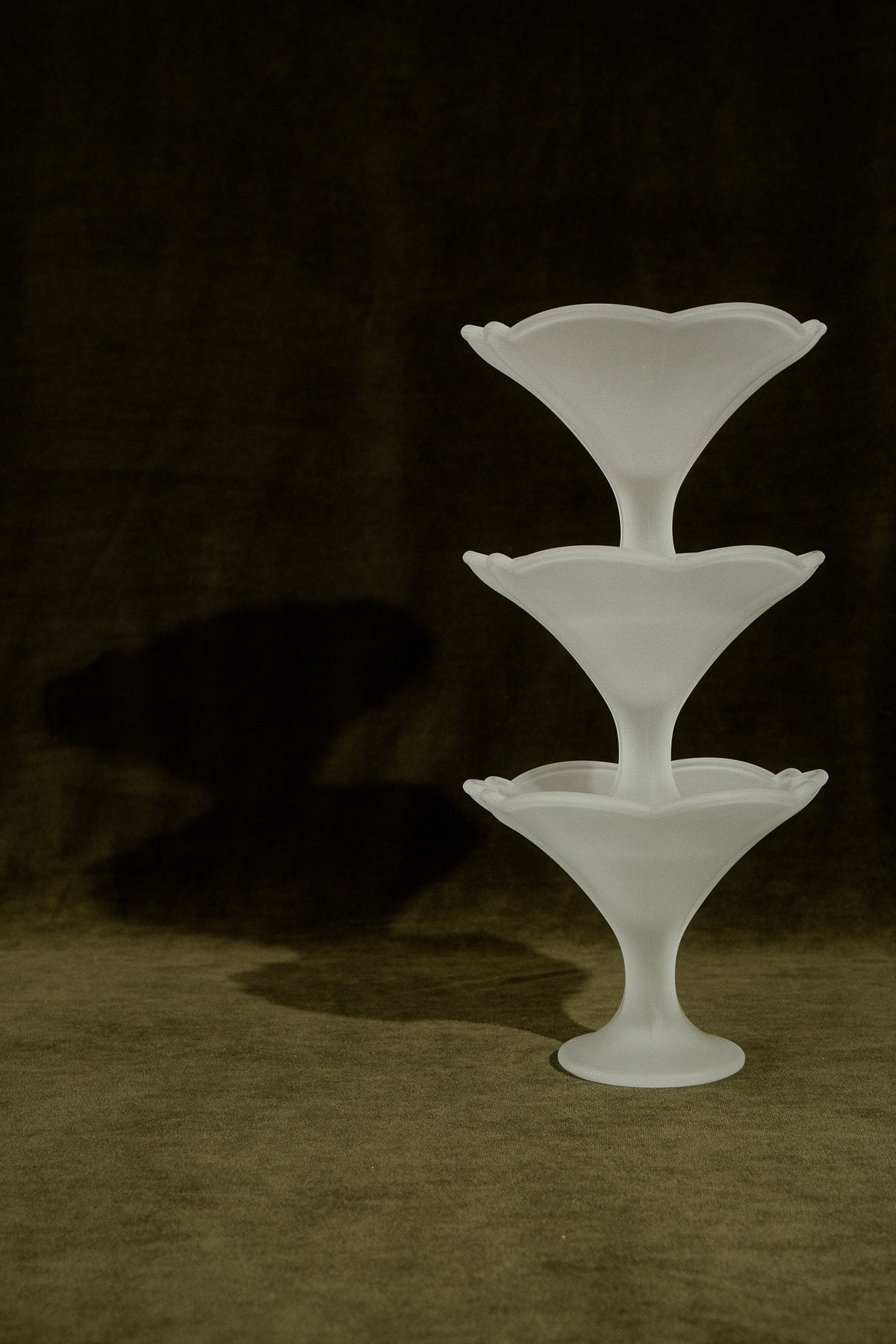 Set of 3 Italian Frosted Glass Dessert Cups — side angle