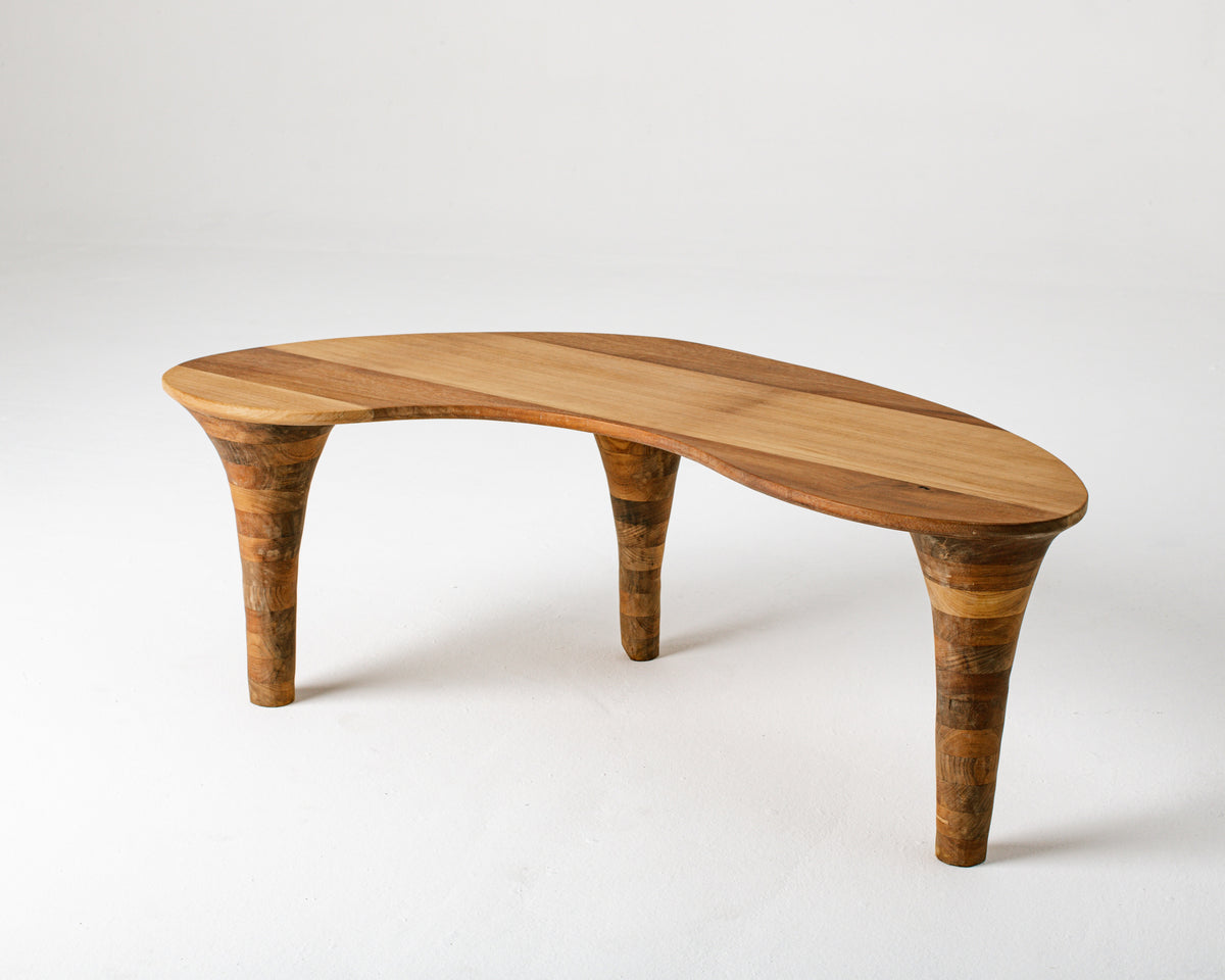 Organic Coffee Table — angled view highlighting wooden legs and top