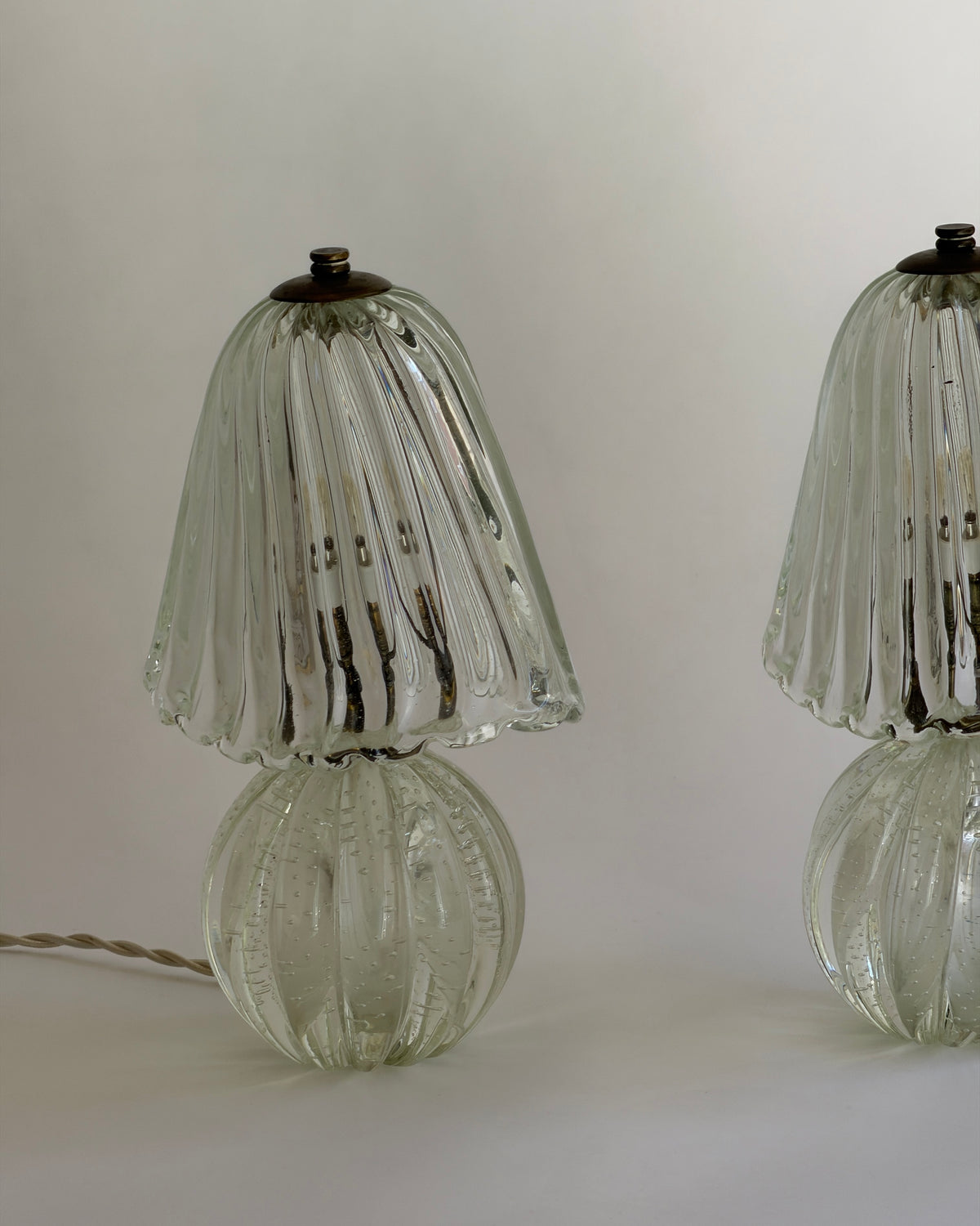 Vintage clear Murano glass table lamp — alternate view