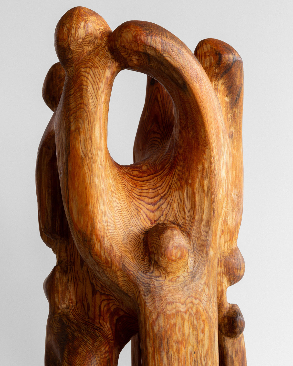 Large Wooden Sculpture by Jean-Maurice Steiner, 2007 — back view highlighting textured wood grain