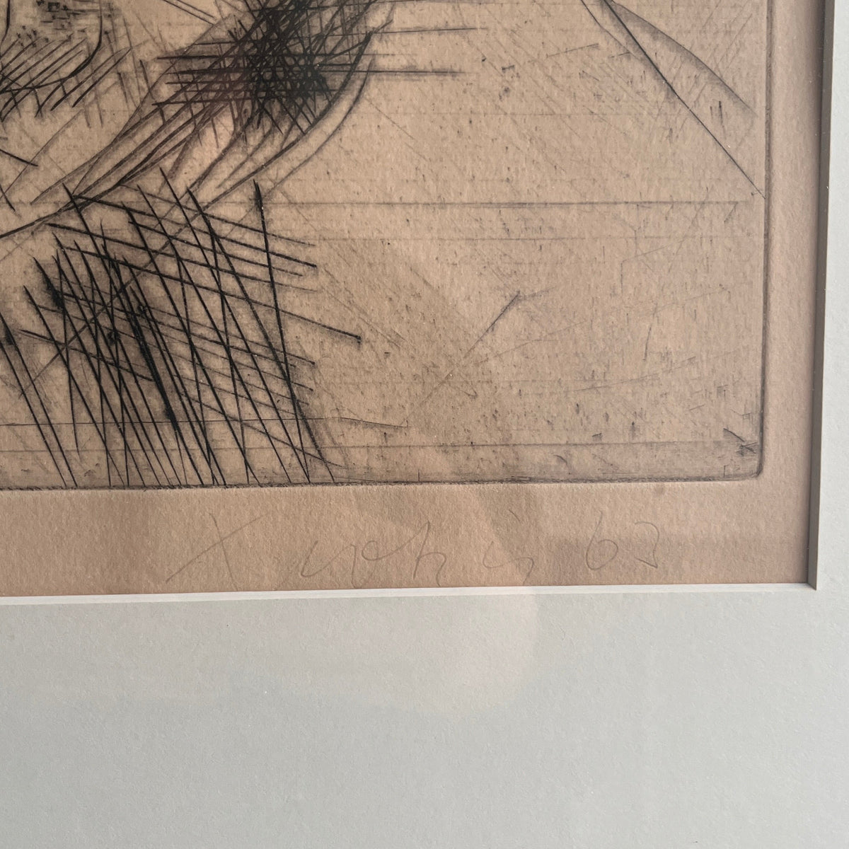 Swedish Lithograph by Ulf Trotzig — close-up of textured paper surface