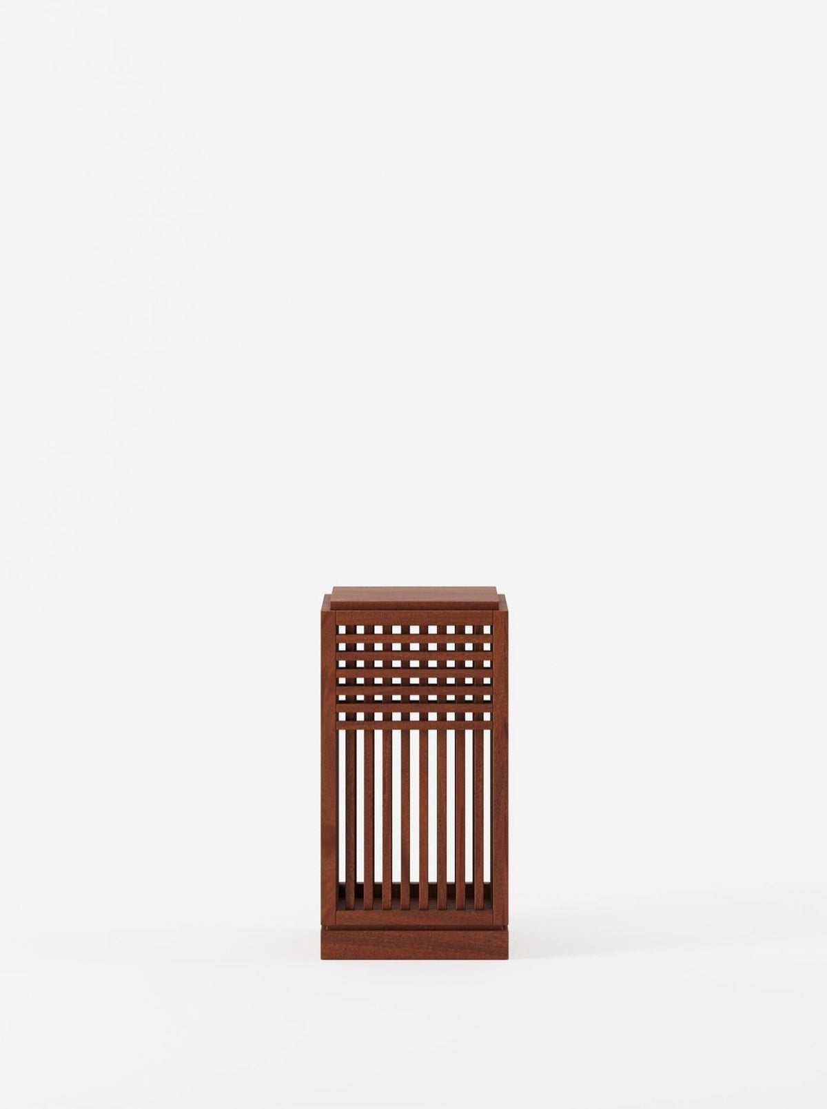 Riviera Plinth short in Oiled African Mahogany — close-up