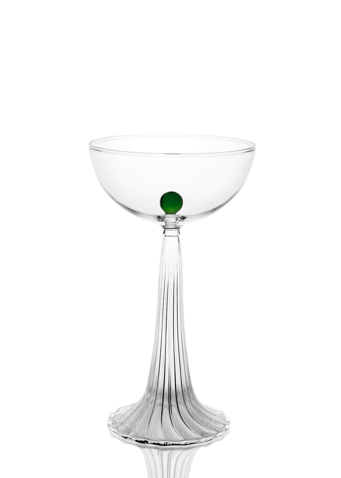 Nereida — Coupe Glass — clear glass with green accent in studio setting
