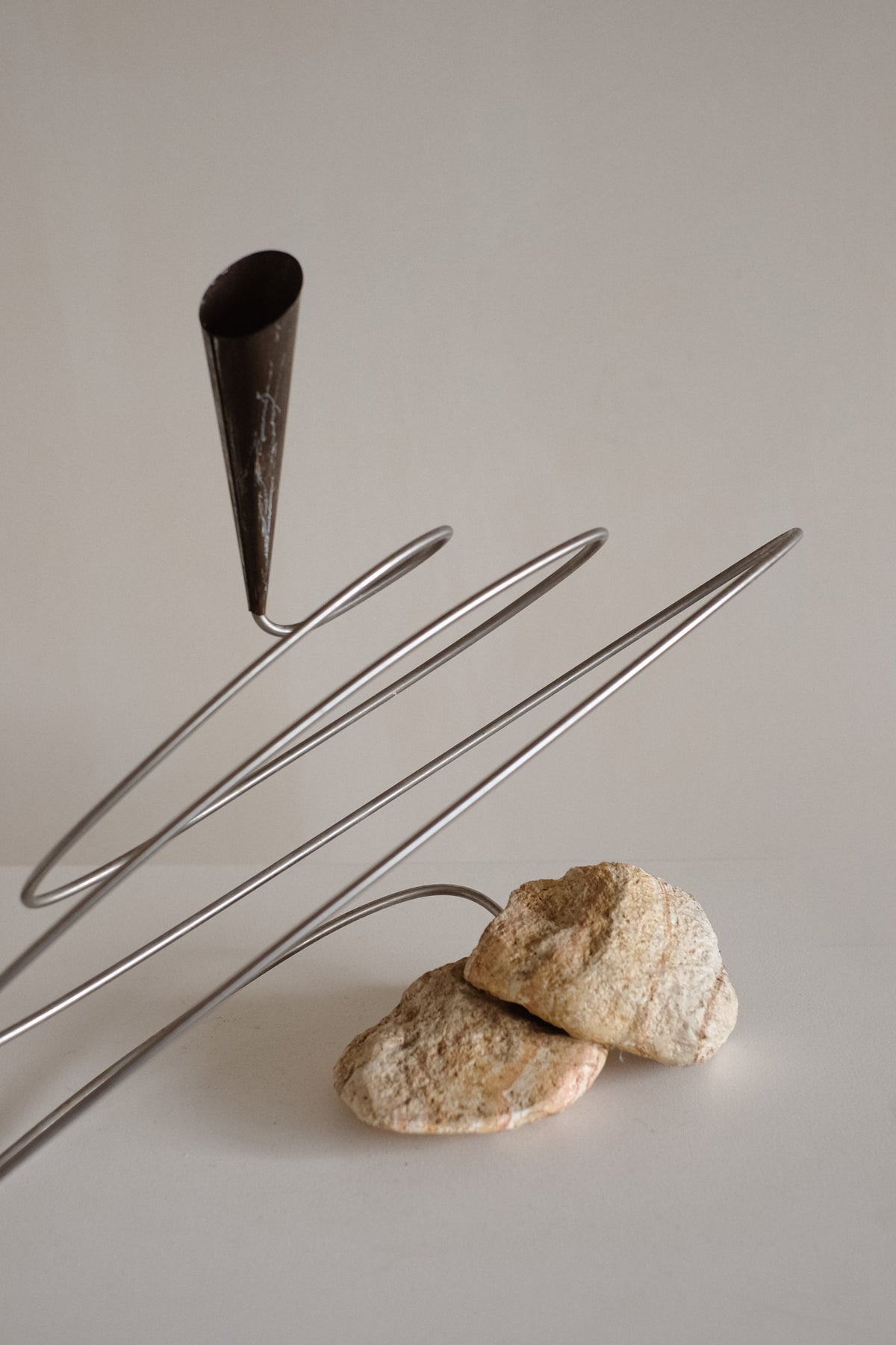 Sculptural Spiral Candle Holder with Stone Base — additional view