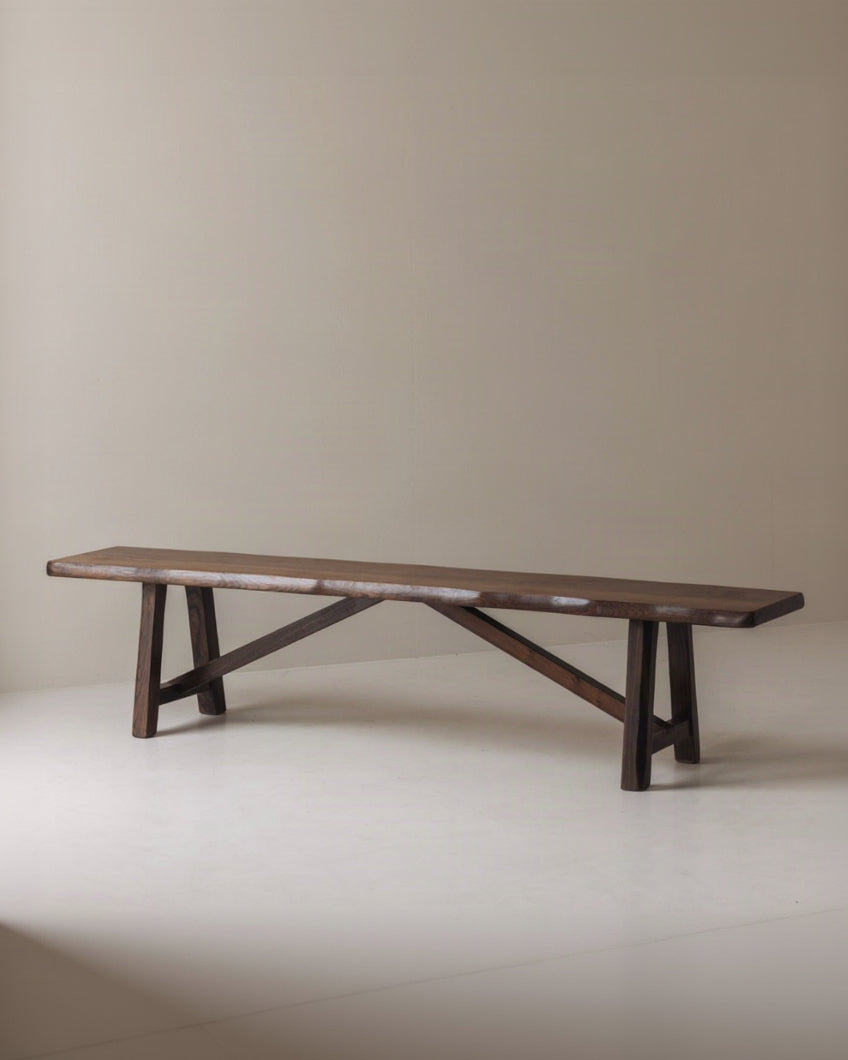 Sculptural Bench in Solid Elm by Aranjou, France, 1960s by Modern Living | The Oblist