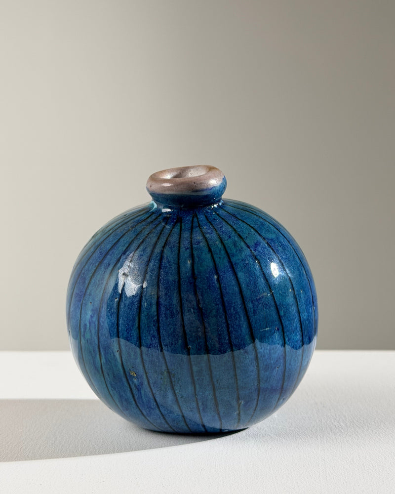 Rare round ceramic vase by the Cloutier brothers, France, circa 1960.  by Figuresdesign | The Oblist
