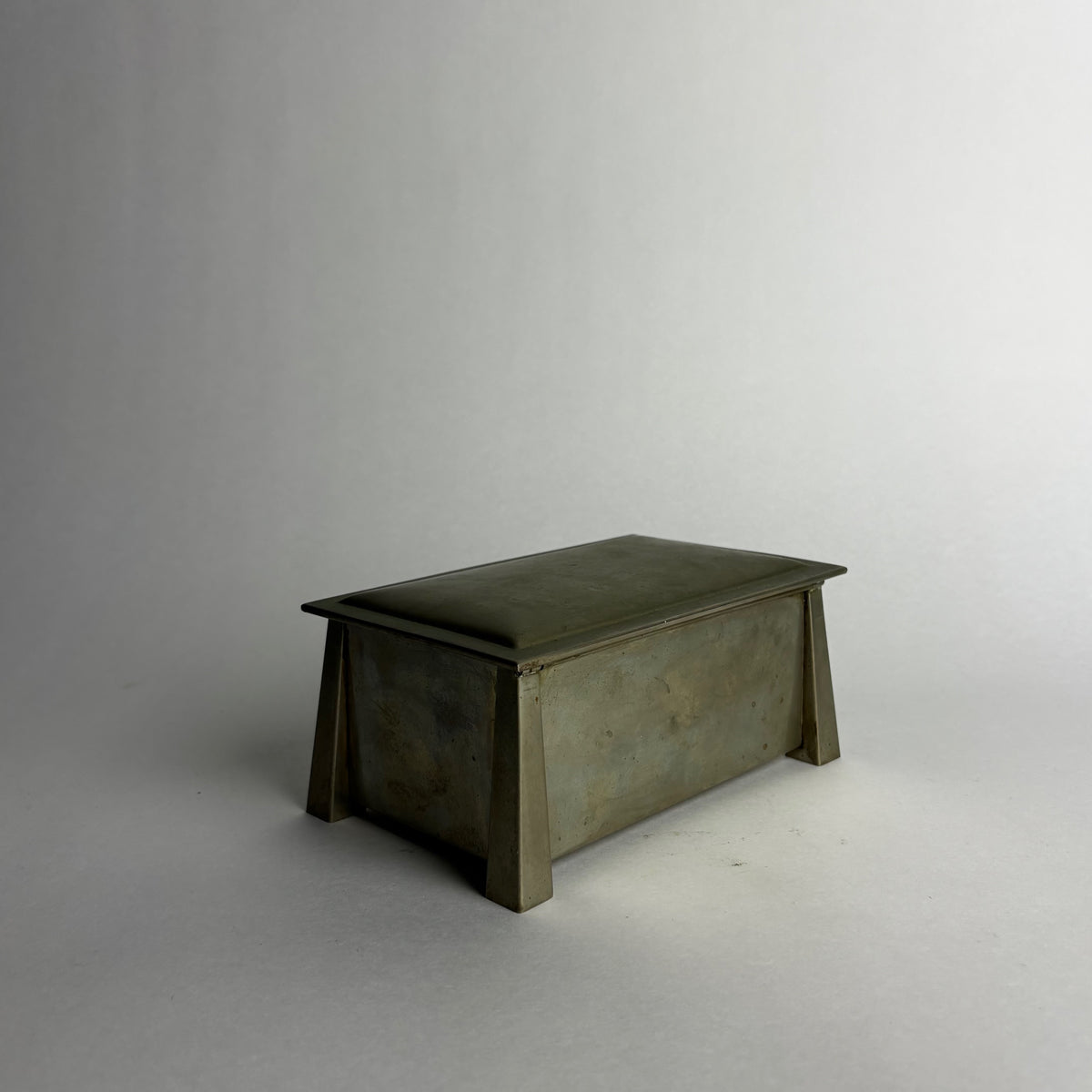 Vintage Boxes in Nickel - Lidded Cigarette Collection — alternate view