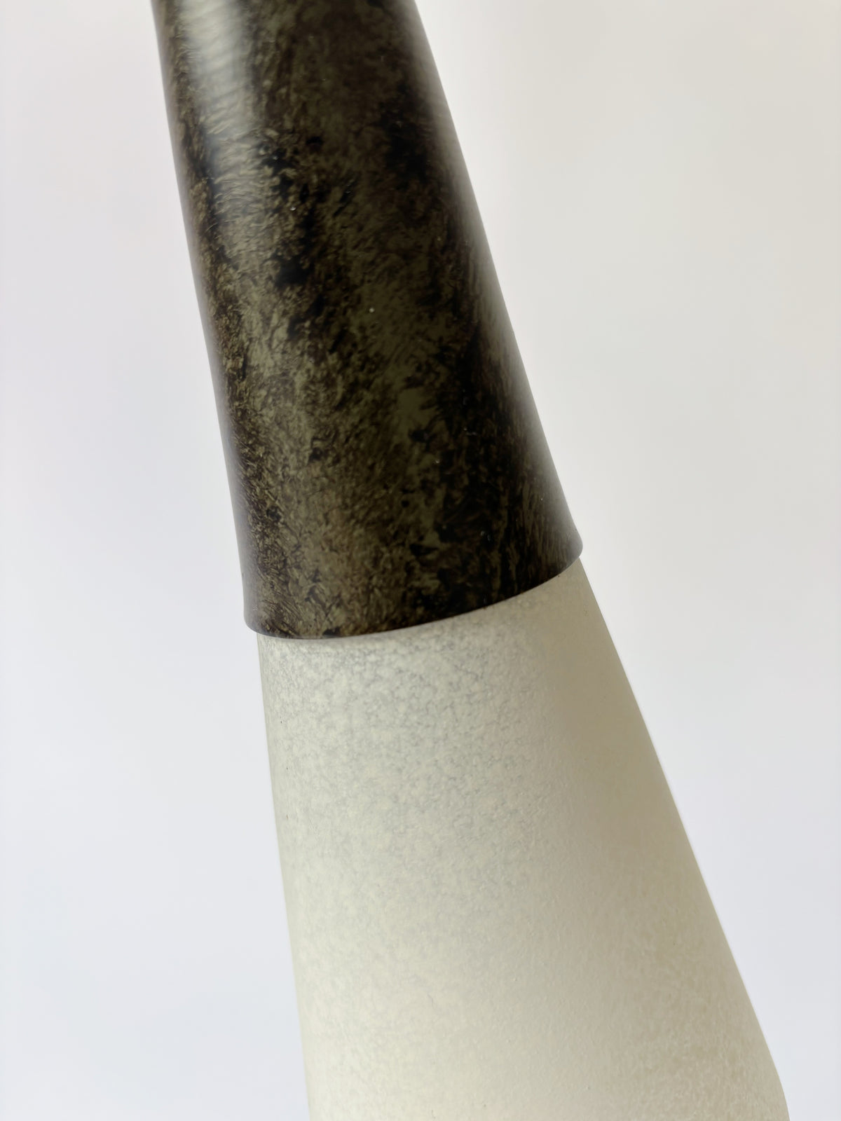 Metal Lamp with Glass Shade, Italy c. 1990's — close-up of textured metal and glass detail