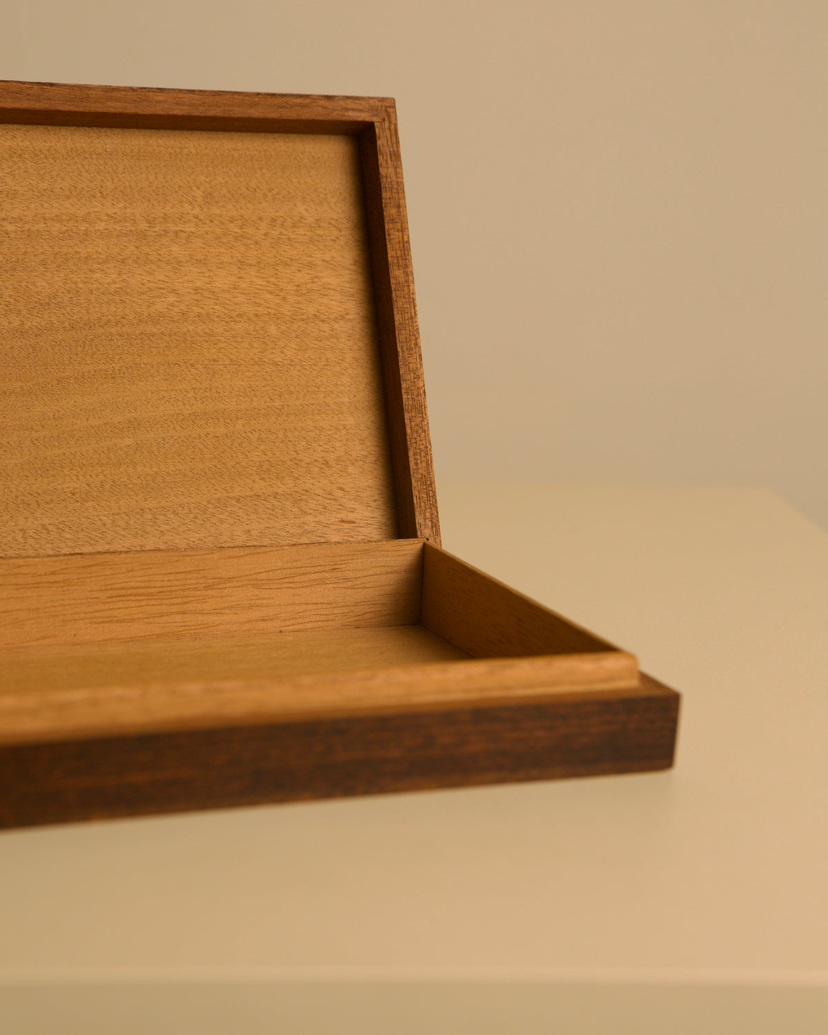 Large Rectangular Box, 1960s — angled view showing wooden interior