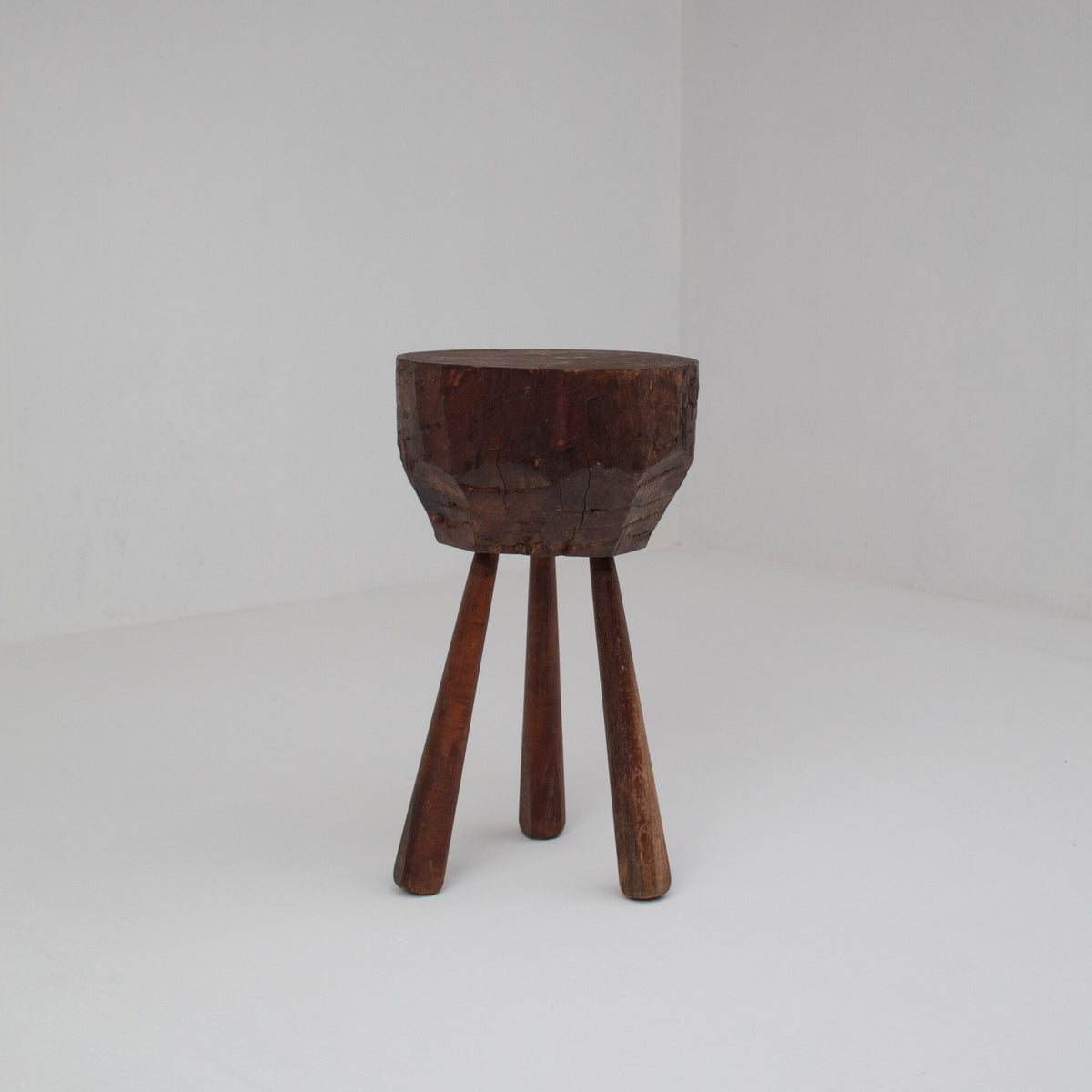 Rustic Tripod Wooden Side Table — lifestyle setting