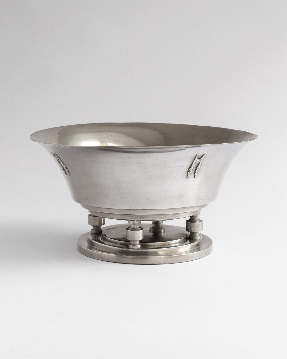 Pewter Centerpiece Bowl on Foot, Art Deco, Sweden, 1930s — lifestyle setting