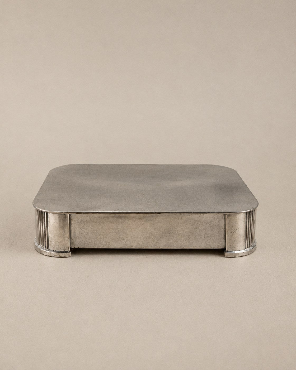 Mid-Century Art Deco Style Pewter Jewelry Box by GAB, Sweden, 1950 — detail view
