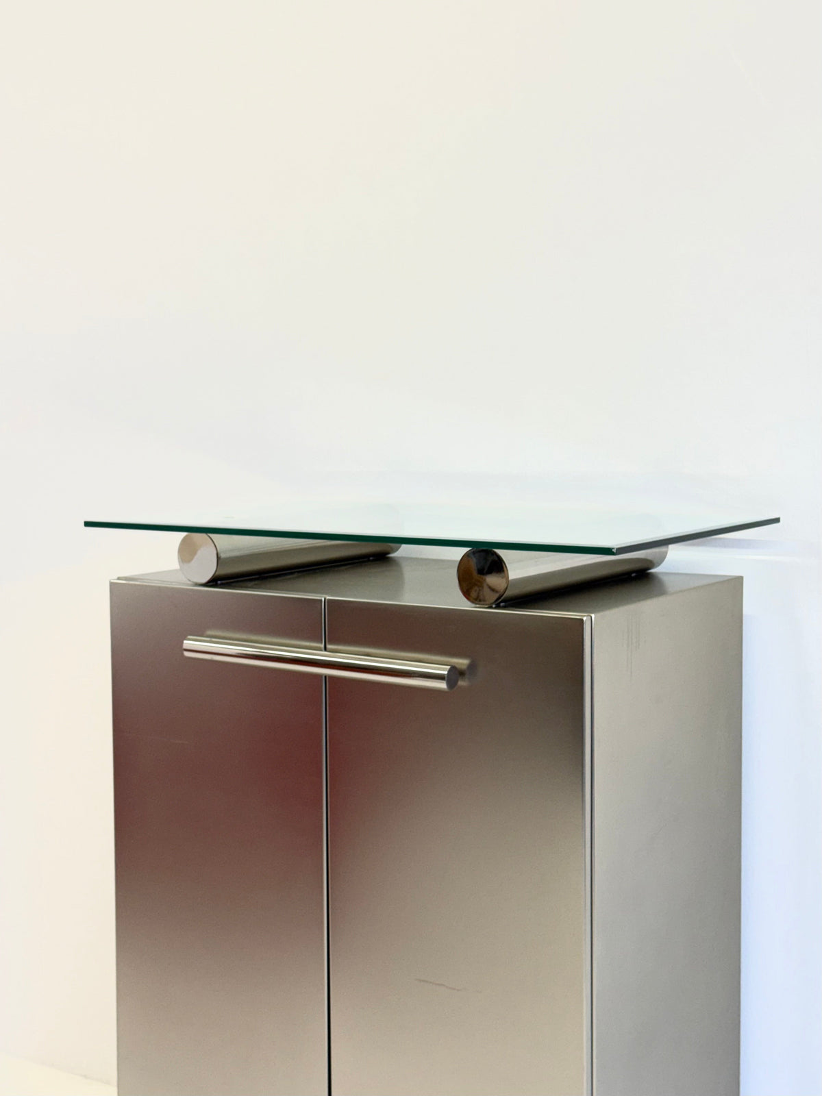 Postmodern aluminum bar cabinet from Belgochrom — alternate view