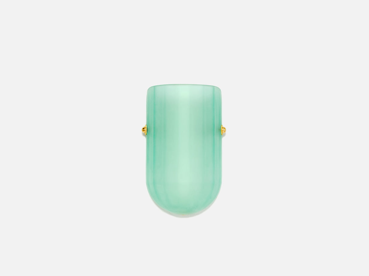 Selene Mezzo Blown Colored Glass Wall Sconce with Etched Finish and Brass Metal Hardware — close-up