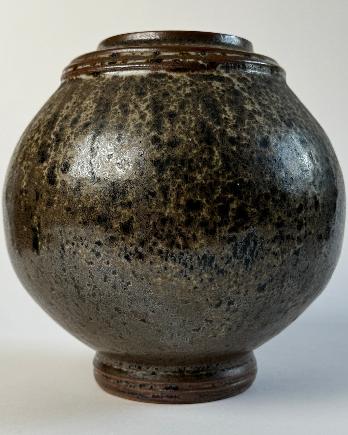 Art Deco stoneware vase with mottled brown glaze, France 1930