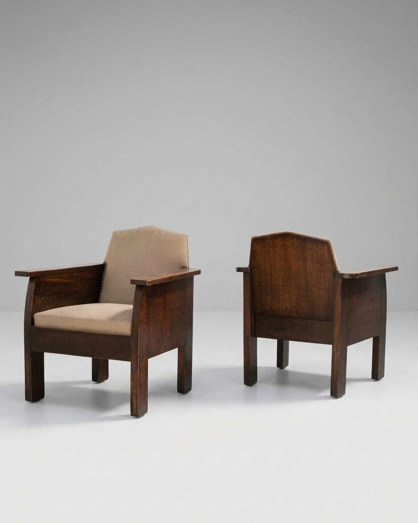 Pair of Hague School Oak Armchairs, Netherlands, 1920s by Introverso | The Oblist