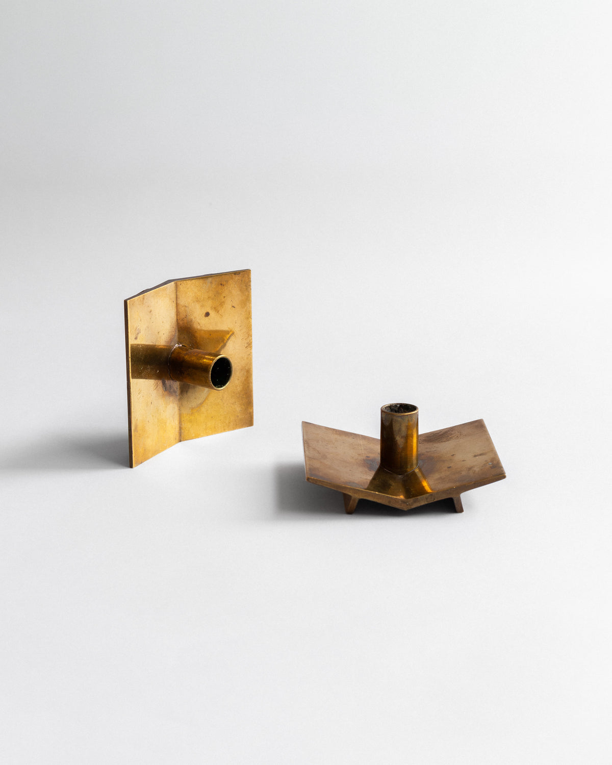 Mid-Century Brass Candlesticks by Pierre Forsell, Sweden, 1960s — side angle