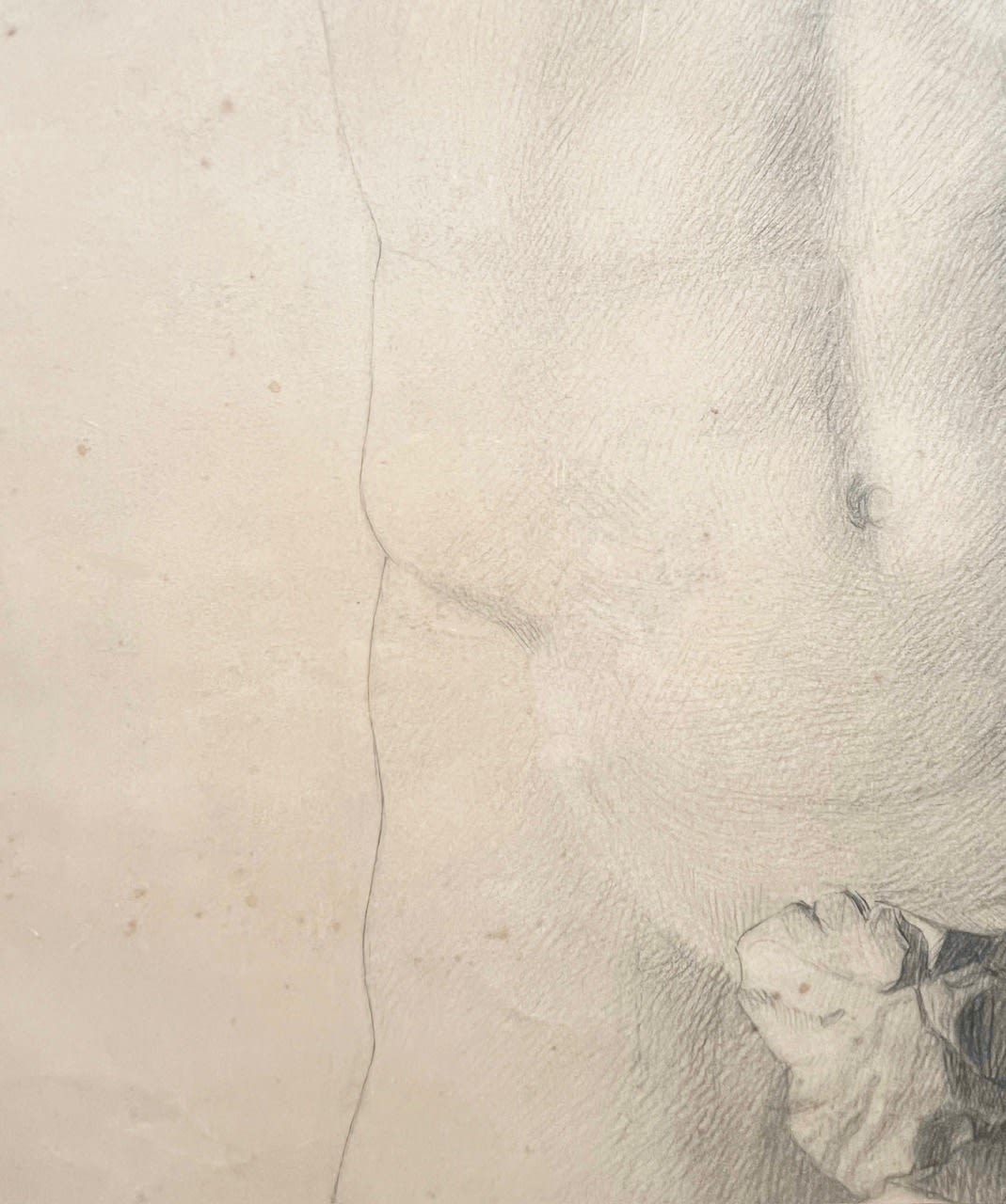 Classical Nude Study, Drawing in Pencil — close-up of pencil shading on skin