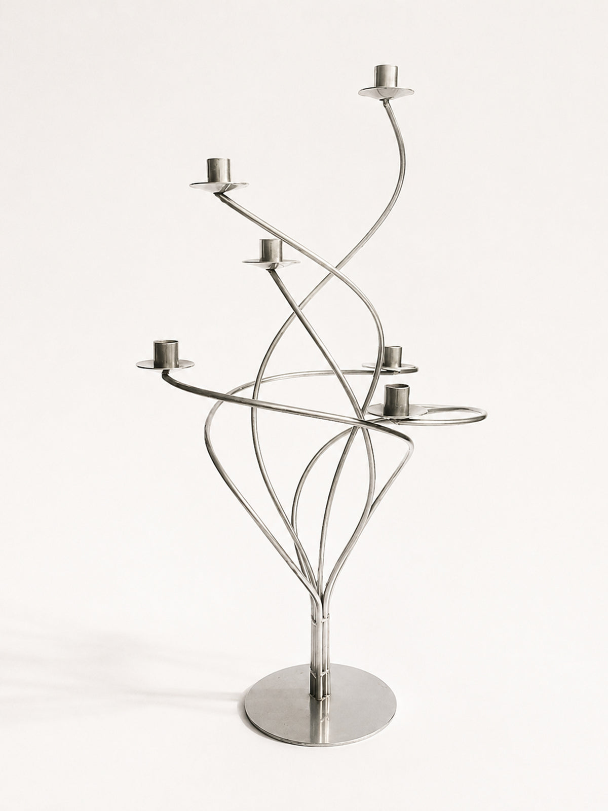 Sculptural Spiral Metal Candelabra, 1980s — detail view