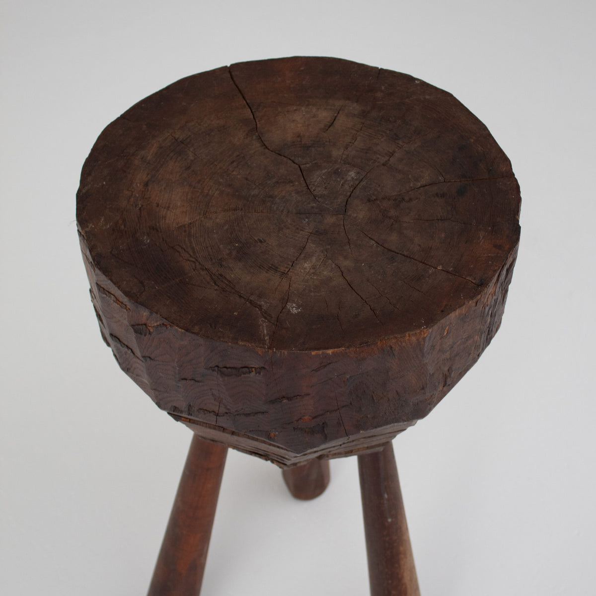 Rustic Tripod Wooden Side Table — in context