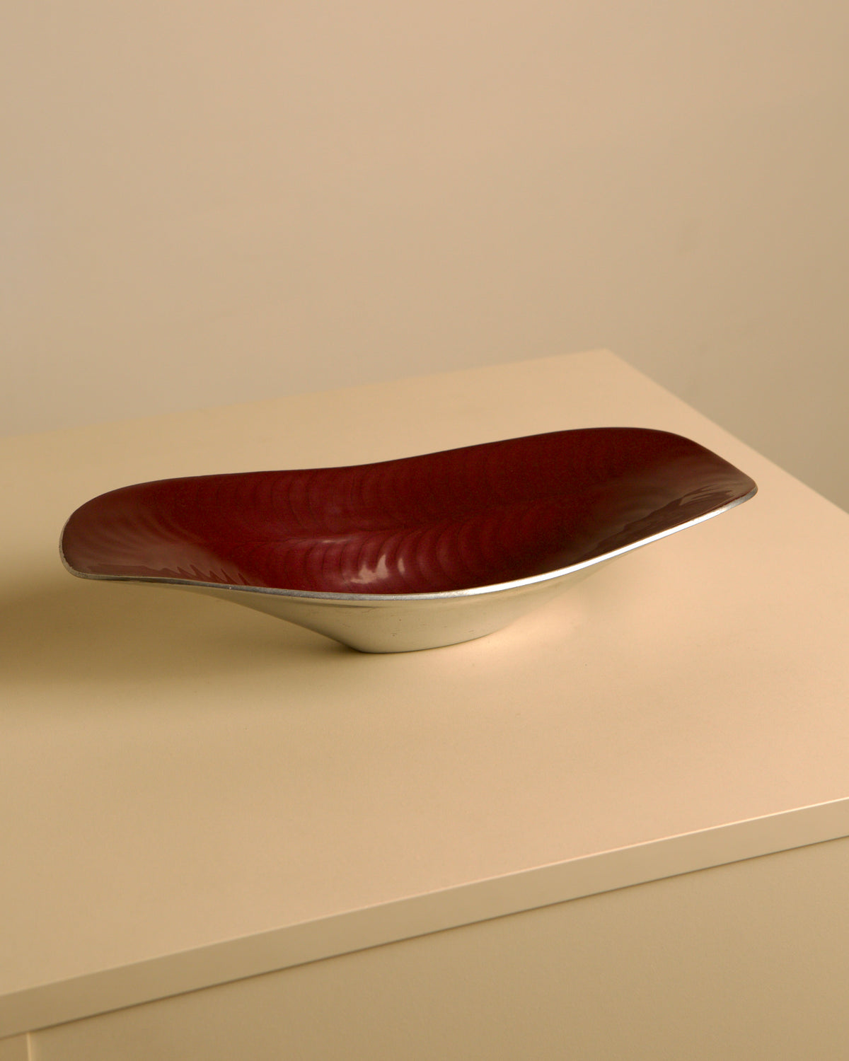 Italian burgundy aluminium "Galassia" catch-all by Brandani, 1980s — alternate view
