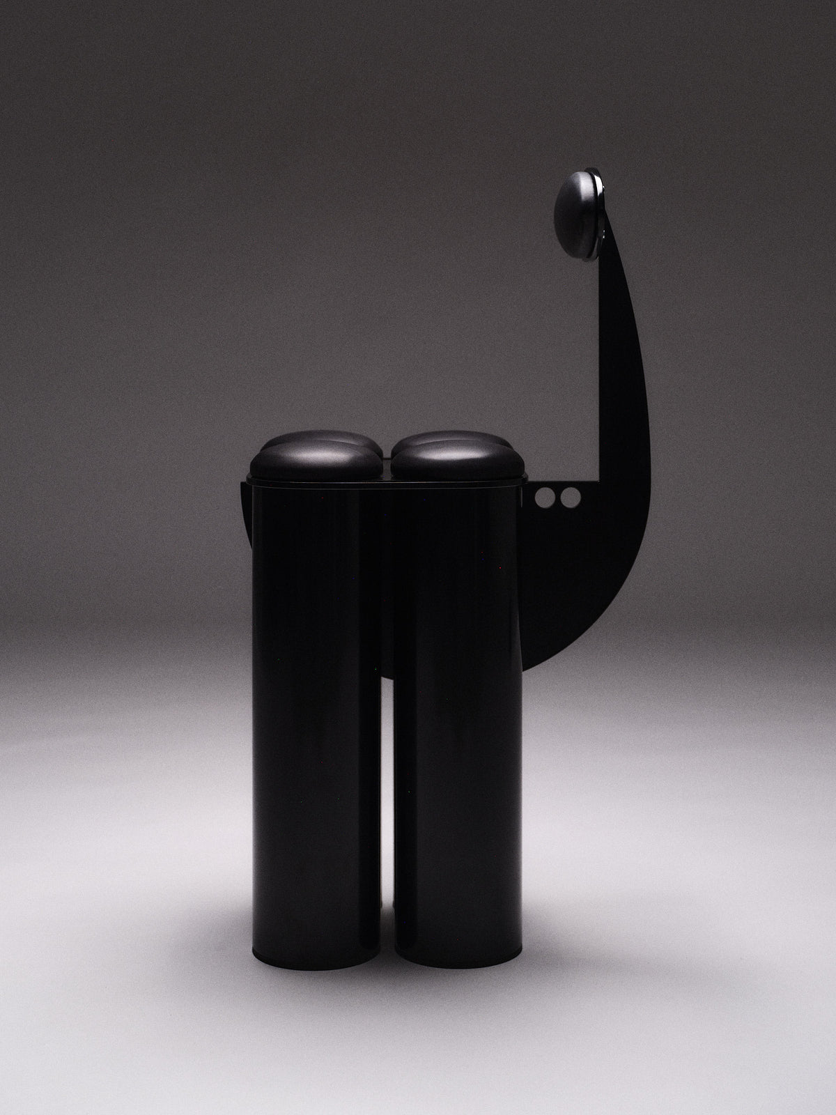 Giulio Stool — side angle showing black metal and leather design