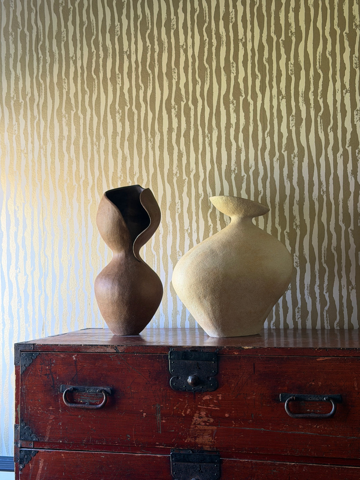 Asymmetric Vase in Ceramic and Stone | Wabi-sabi Sculptural Vase — in context