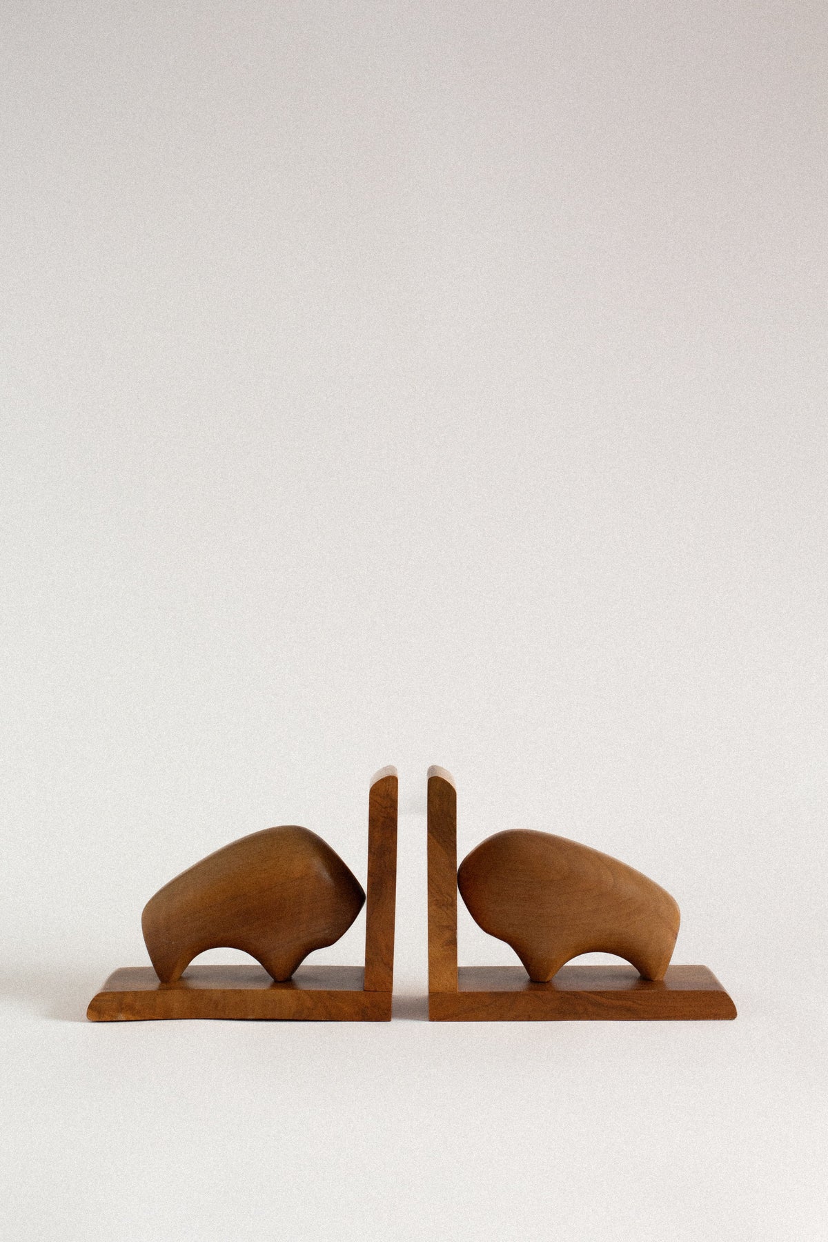Sculptural Walnut Bookends, Pair — side angle