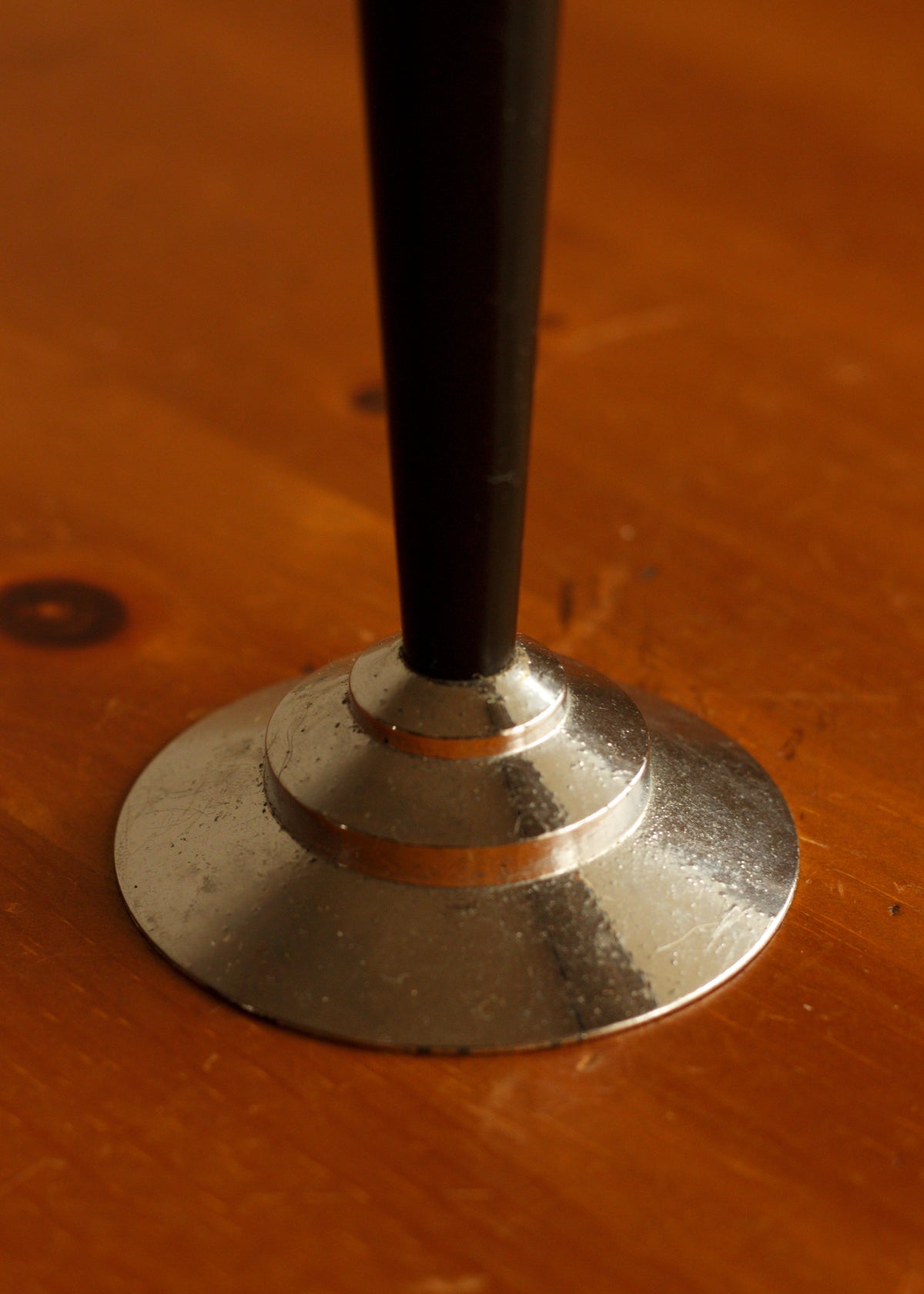 Art Deco Black & Silver Bud Vase — side angle