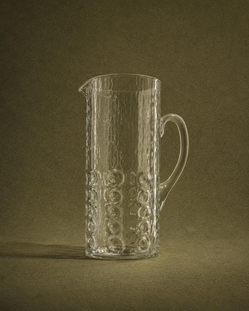 Vintage 1970s Hand Blown Glass Pitcher, Bubble Glass Mid Century Design, Sculptural  Art Glass Belgium, Elegant Table Decor, Gift Idea by Bottega Jacobs