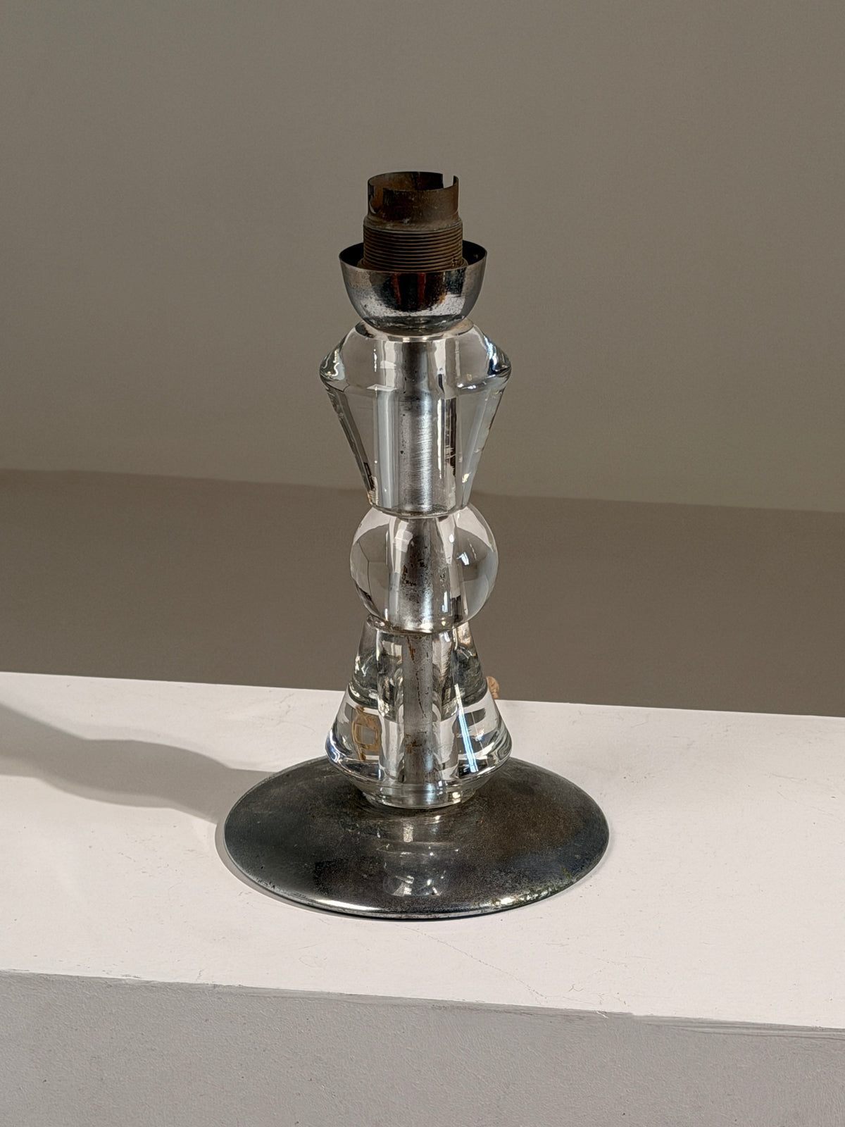 Art Deco glass table lamp, France, circa 1930 — side angle