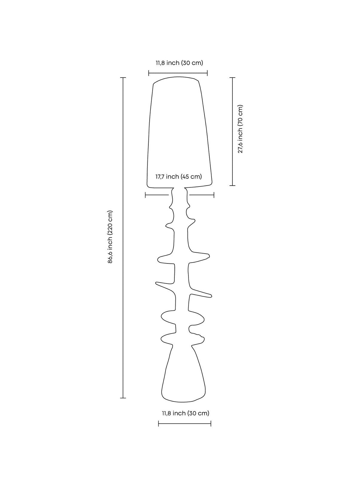 Orbita Floor Lamp — back view showing modern design and dimensions