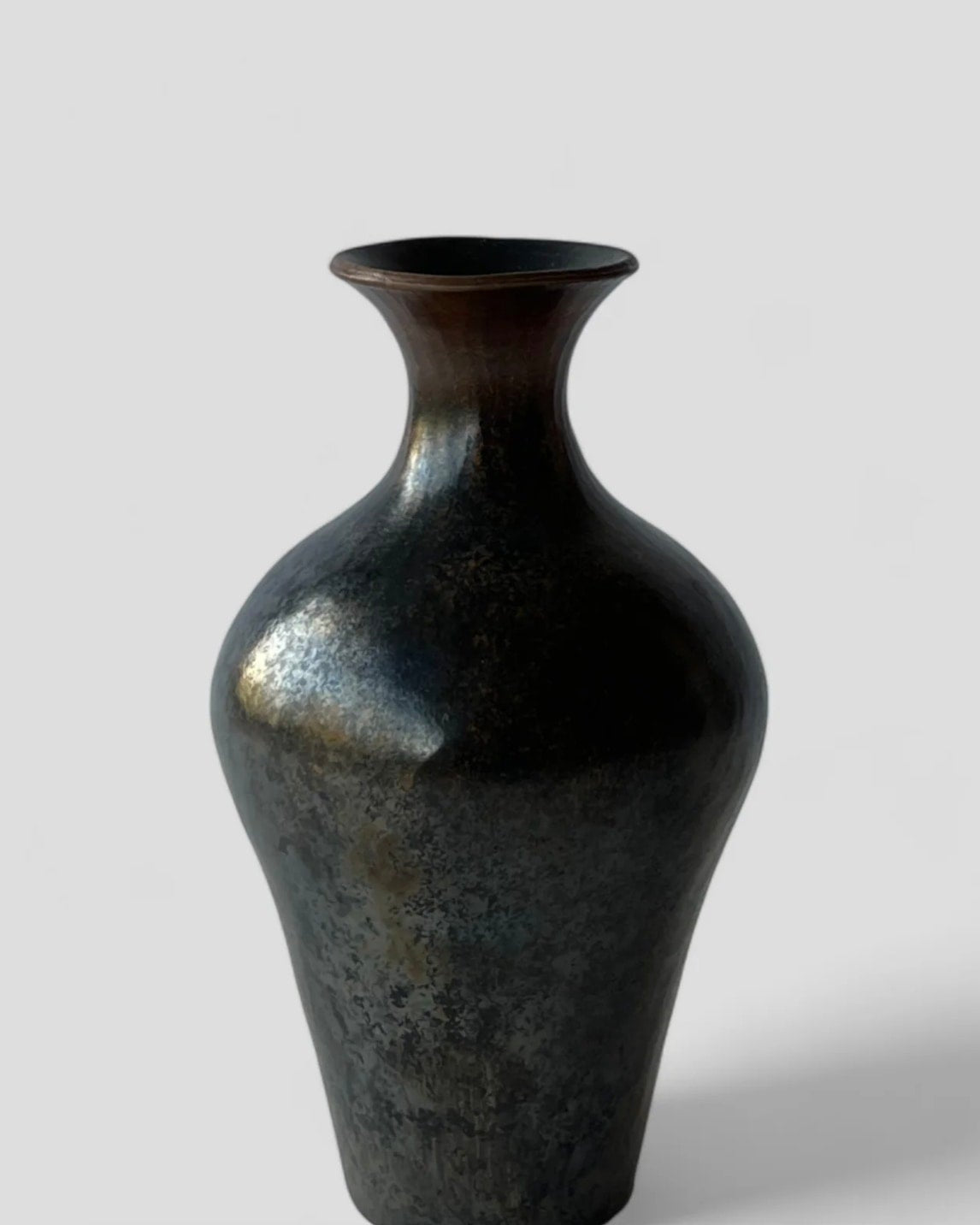 Cinis Vase – Terra sigillata, smoke-fired metallic raku — detail view