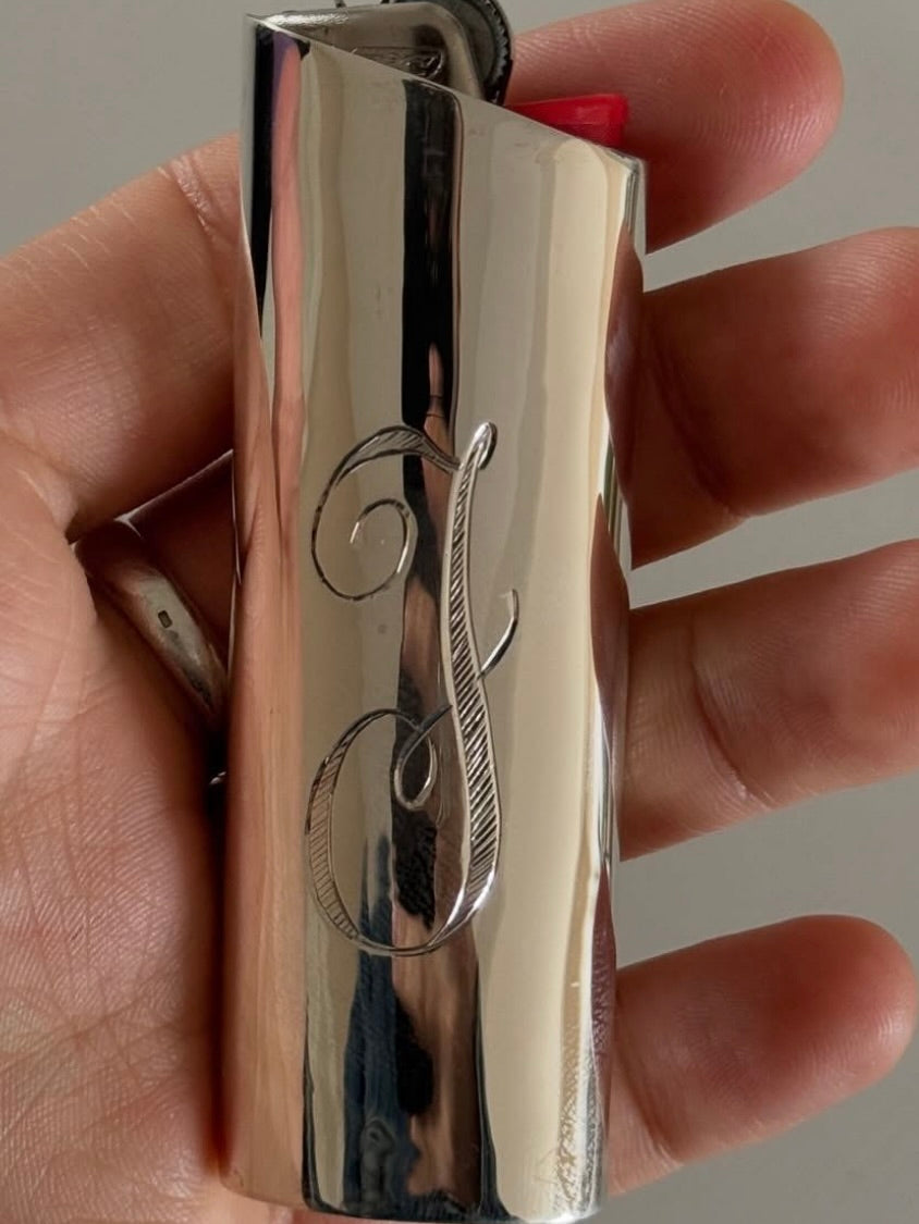 Monogram Lighter Case Maxi Size — back view showing polished metal finish
