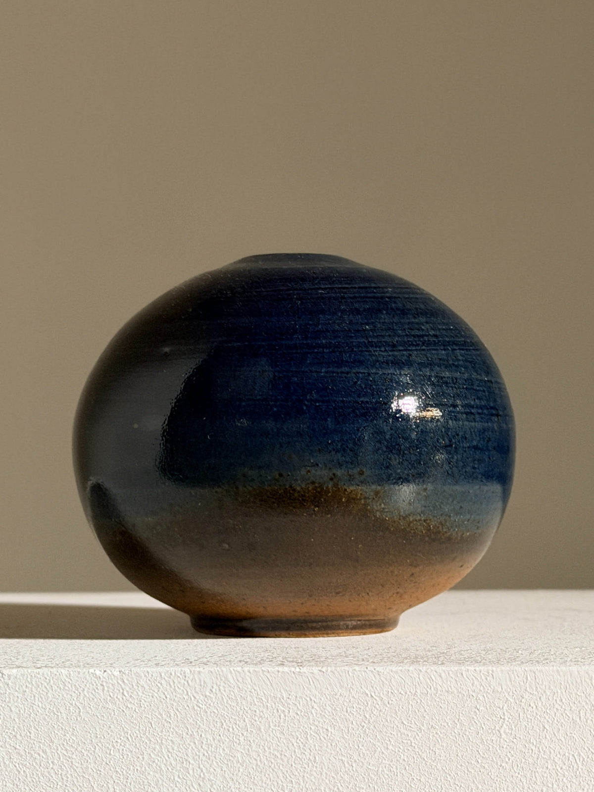 Small round stoneware soliflore vase, France, circa 1960.  by Figuresdesign | The Oblist