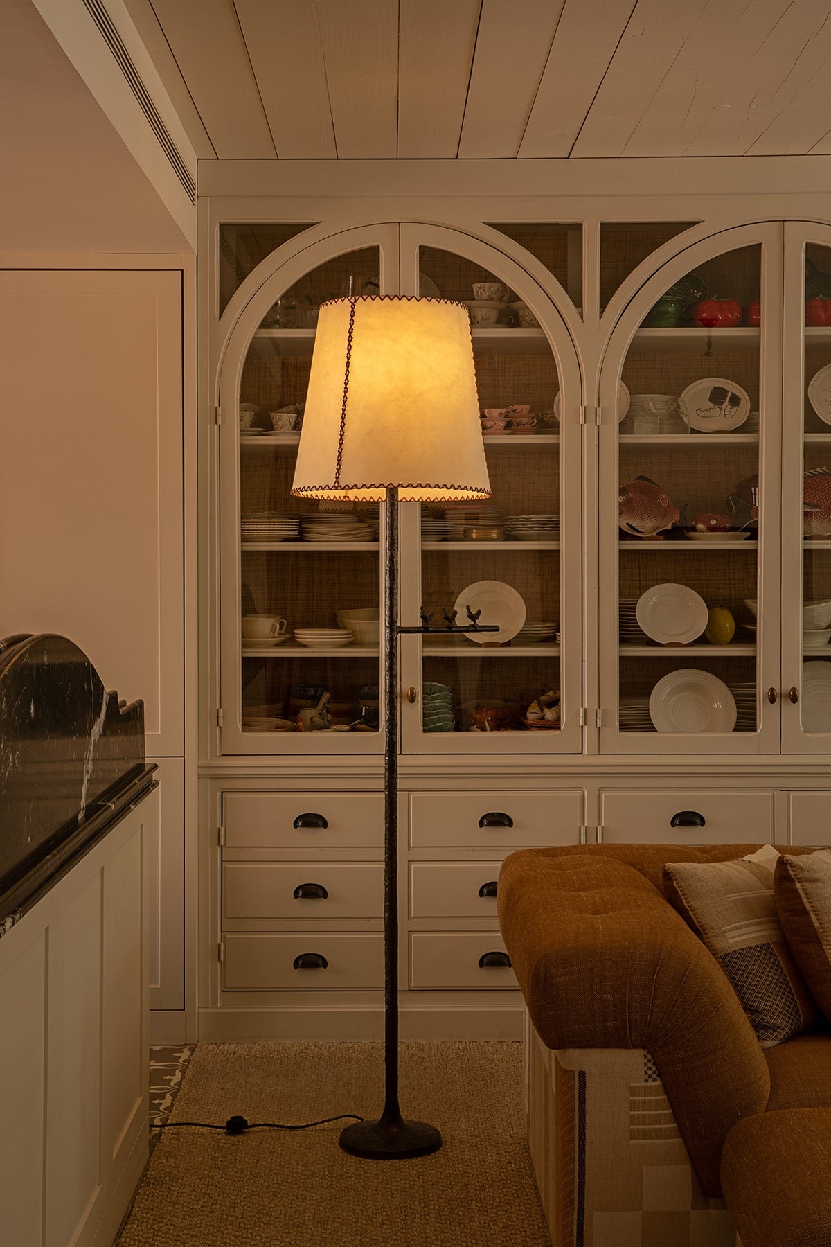 Farm Light Floor Lamp — top view of fabric shade in living room