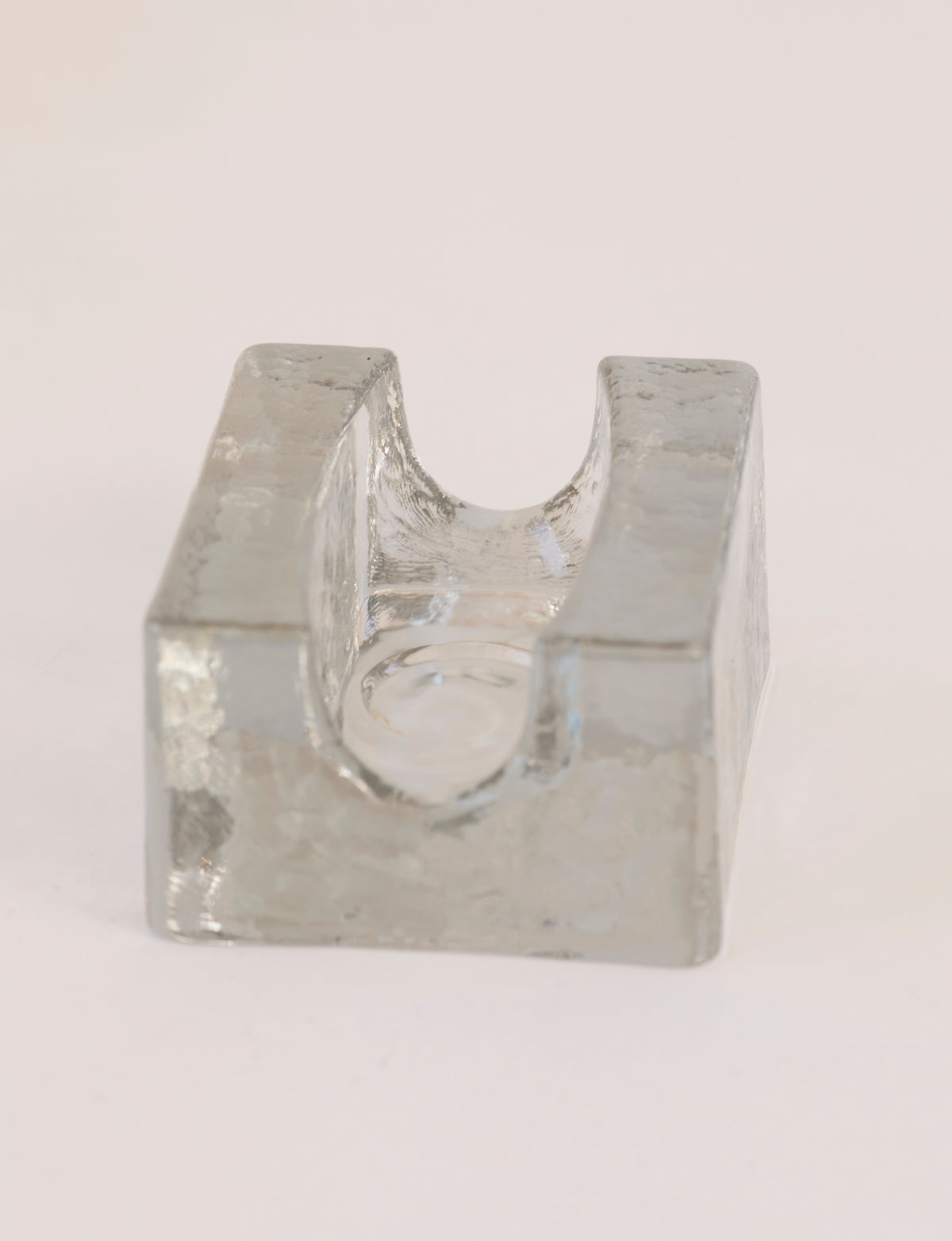 Vintage Scandinavian Candle Holders in Glass and Clear Glass — top view of clear glass holder