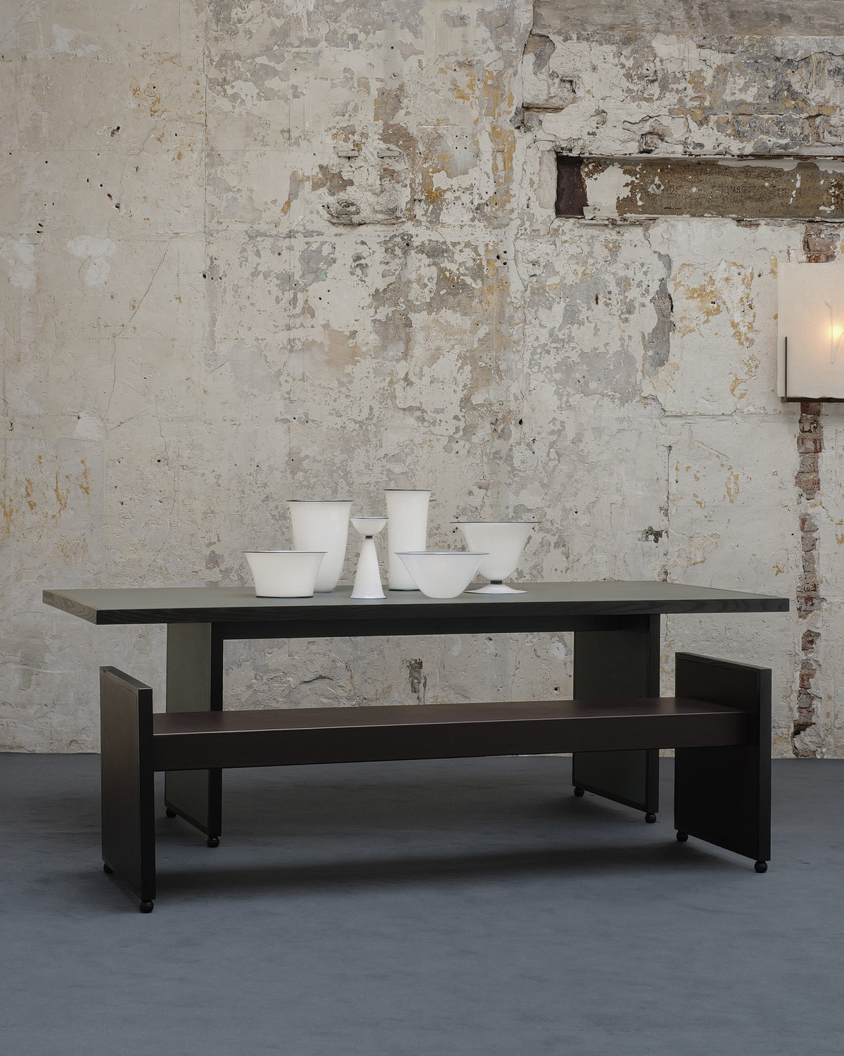 Large Table with Bond Leather — side angle