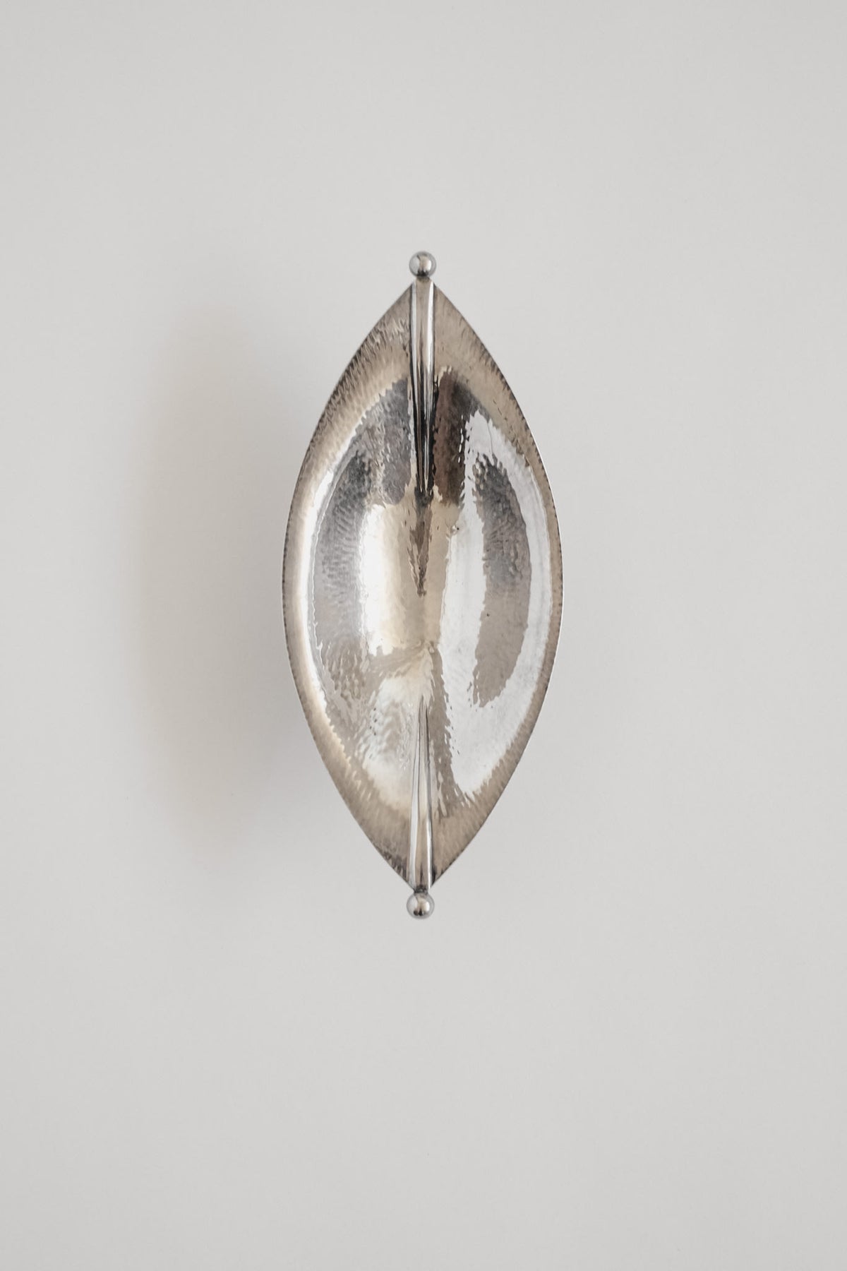 Vintage Silver-Plated Dish with Hammered Texture — side angle