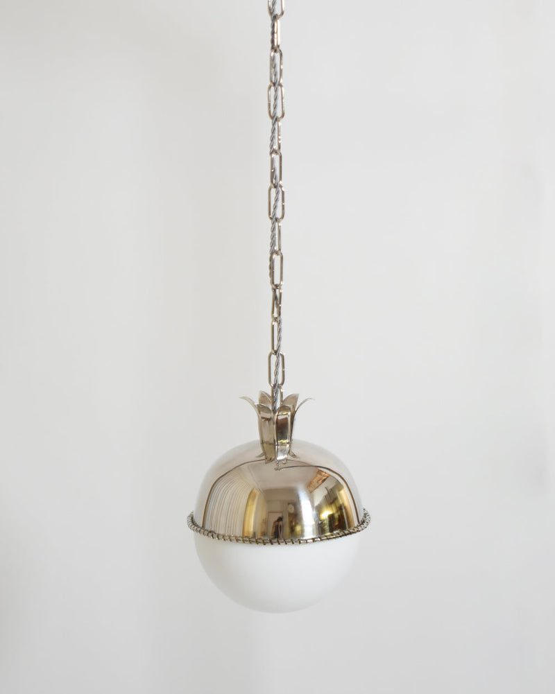 Granada 20cm Nickeled Brass and Opaline Pendant Lamp by Barracuda Interiors | The Oblist