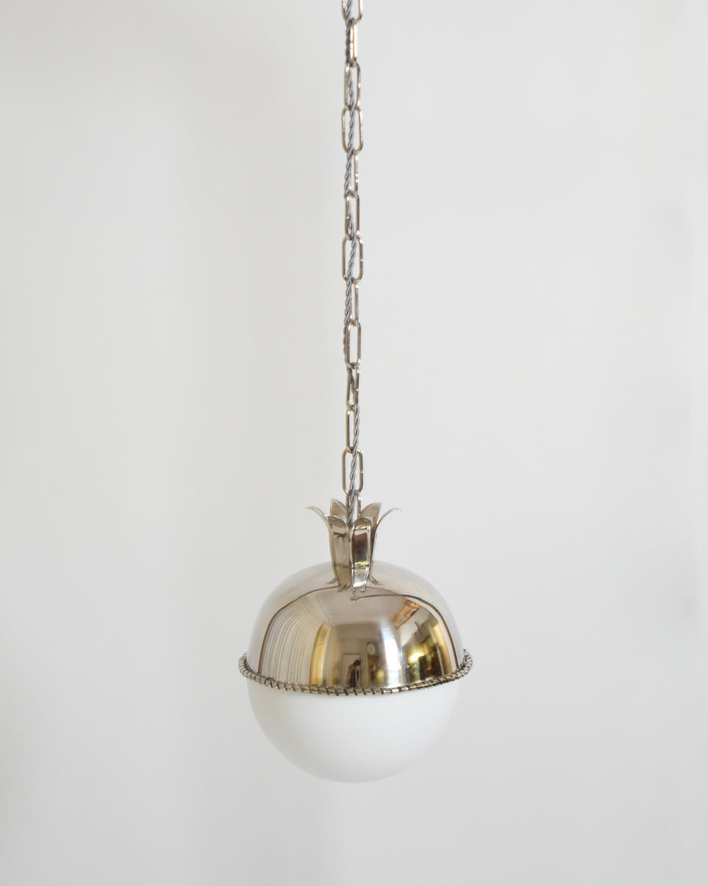 Granada 20cm Nickeled Brass and Opaline Pendant Lamp by Barracuda Interiors | The Oblist