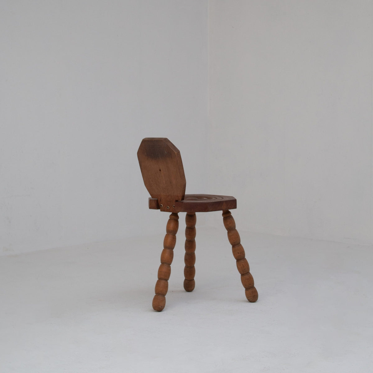 Pair of Sculptural Bobbin Stools with Backrests — alternate view