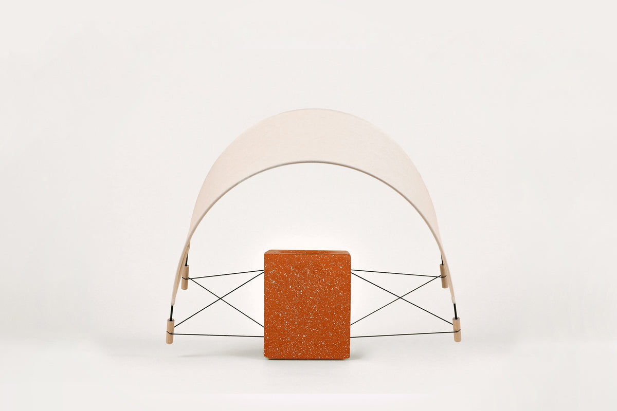 Écla - Terracotta — front view of terracotta base and fabric shade